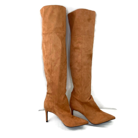 Jeffery Campbell Pillar Hi Over The Knee Stiletto Blush Stretch Boots 8.5 - Picture 5 of 15